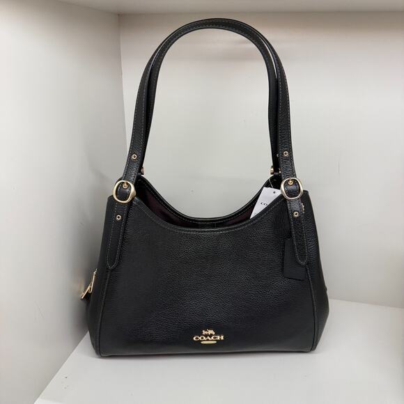Coach Handbags - Coach Erin Shoulder Bag Leather CAQ86 Refined pebble leather Gold Black NWT